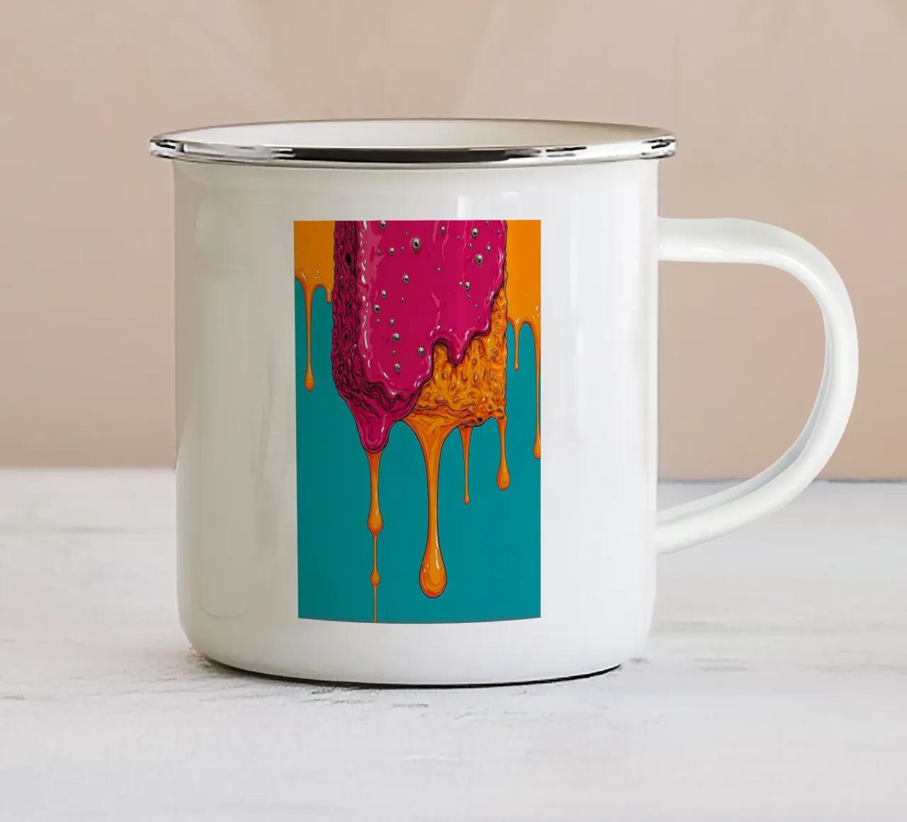 Cioccolato fondente - Pop Art tazza in smalto da ColorCrash Gallery