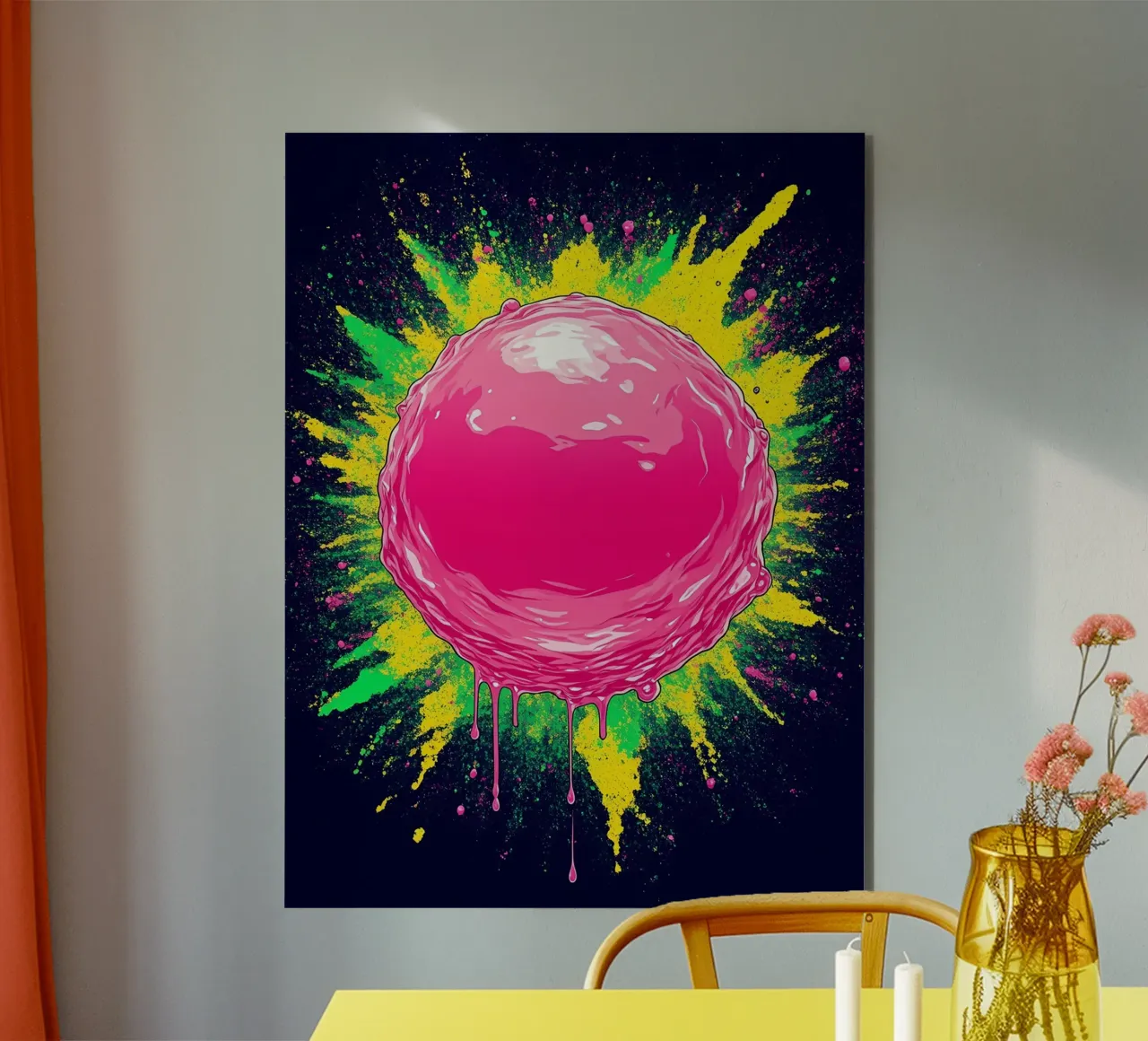 Rosa Bubble Pop - Pop Art alluminio dibond da ColorCrash Gallery