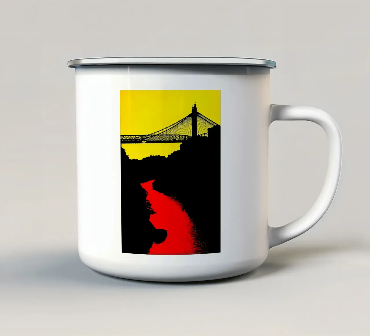Fiume sotto il ponte - Pop Art tazza in smalto da ColorCrash Gallery