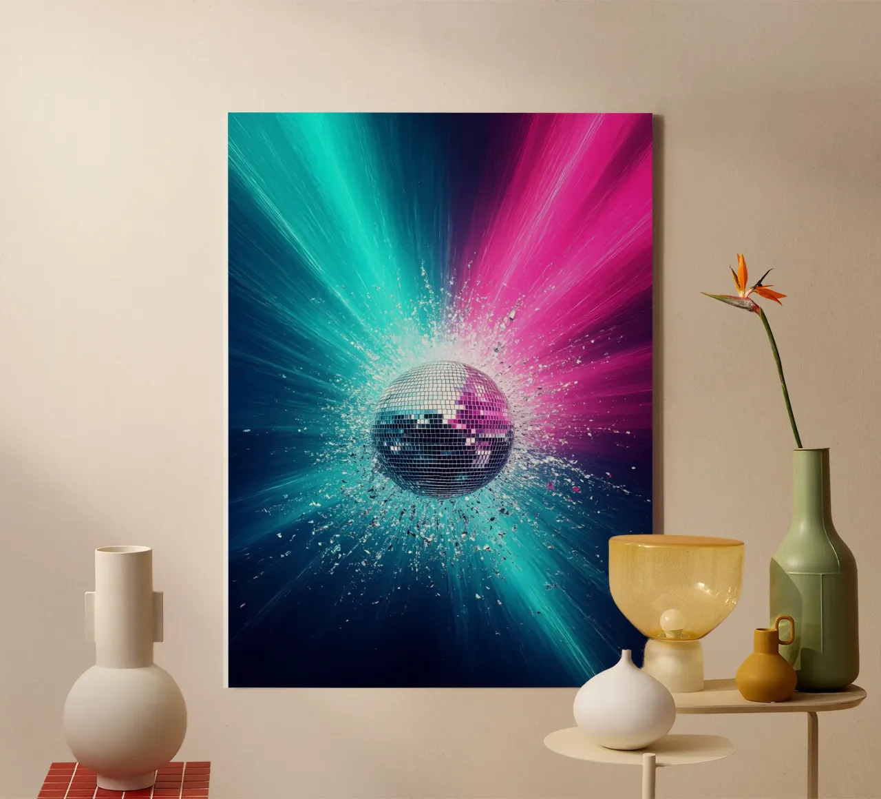 Kleurrijke discobal - pop-art canvas van ColorCrash Gallery
