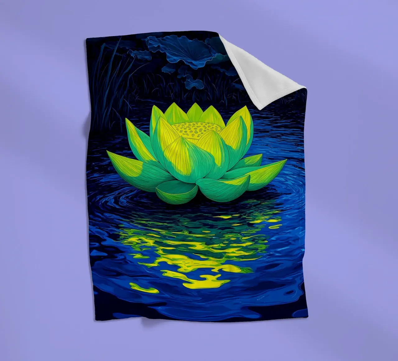 Lotus On Water - Pop Art fleece blanket by ColorCrash Gallery