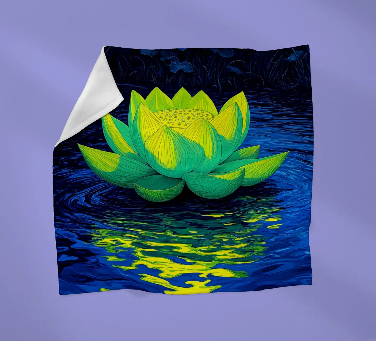 Lotus On Water - Pop Art fleece blanket by ColorCrash Gallery