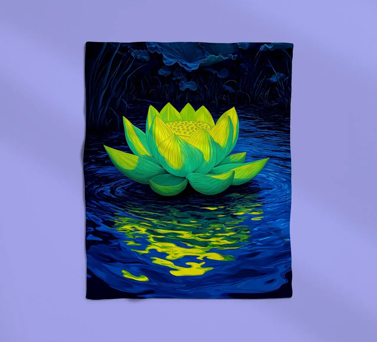 Lotus On Water - Pop Art fleece blanket by ColorCrash Gallery