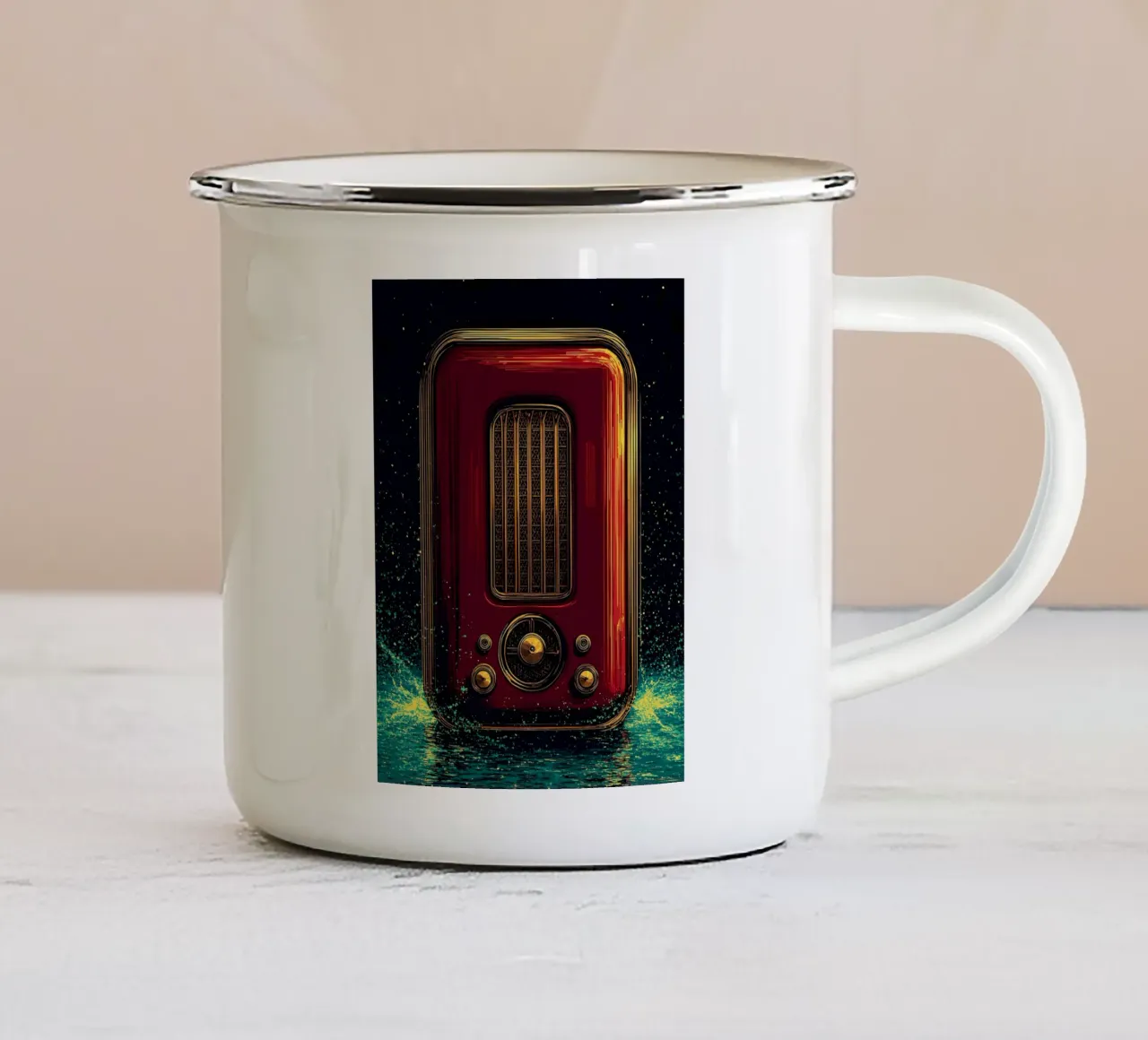 Radio d'epoca - Pop Art tazza in smalto da ColorCrash Gallery