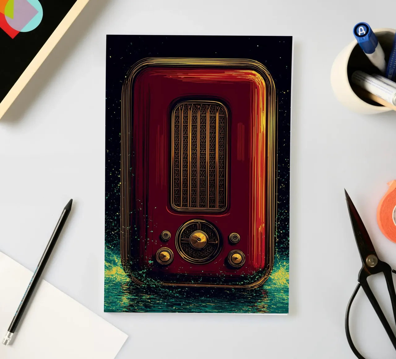 Vintage Radio - Pop Art notebook by ColorCrash Gallery