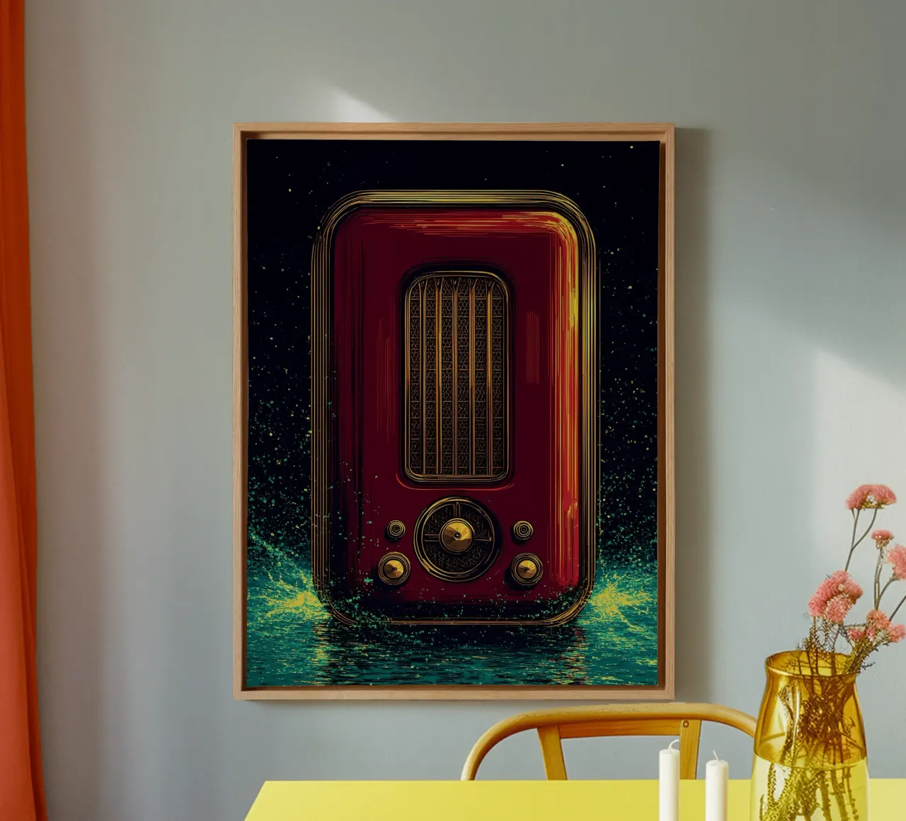 Radio d'epoca - Pop Art tela con Cornice a cassetta da ColorCrash Gallery