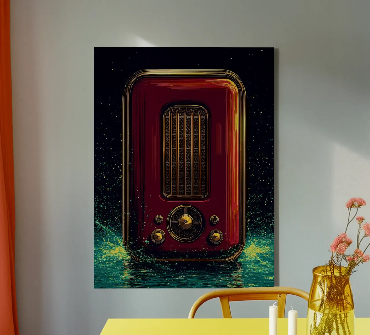 Radio d'epoca - Pop Art tela con Cornice a cassetta da ColorCrash Gallery