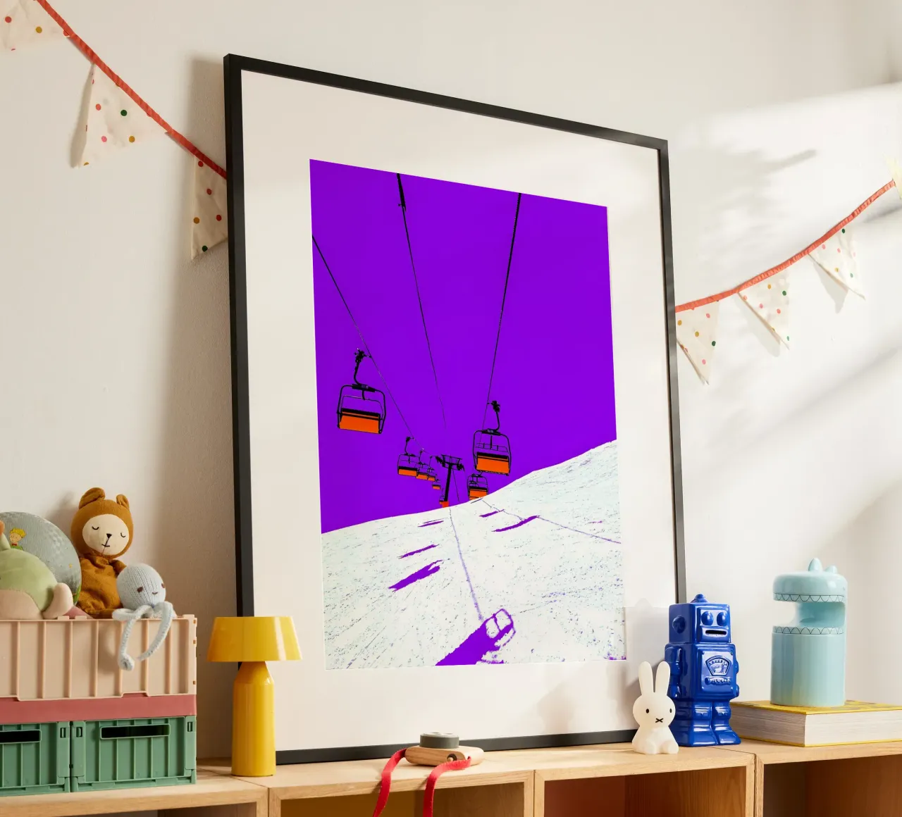 Ski Lift - Pop Art hahnemühle by ColorCrash Gallery