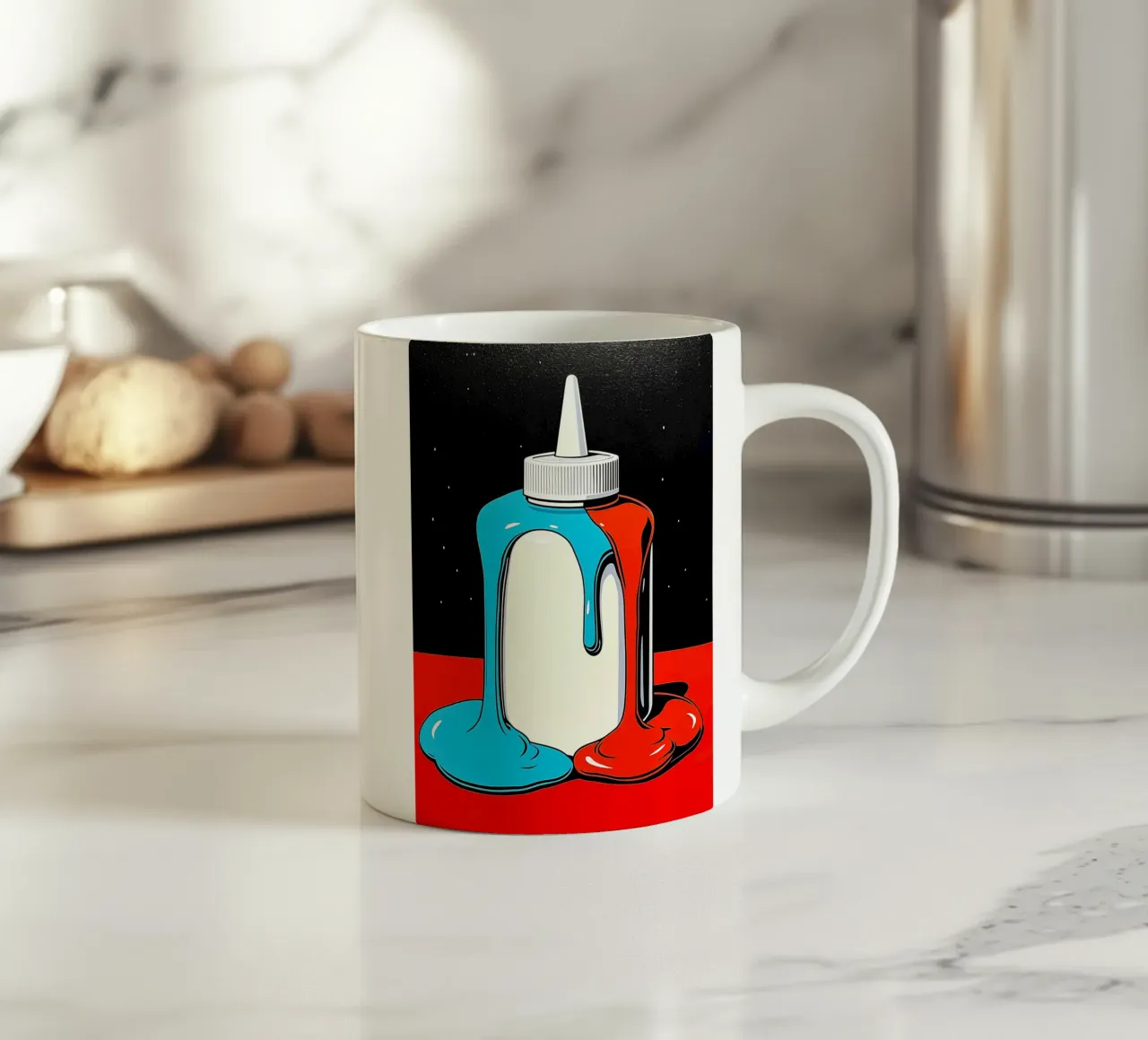 Bottiglia di colla - Pop Art tazza in ceramica da ColorCrash Gallery