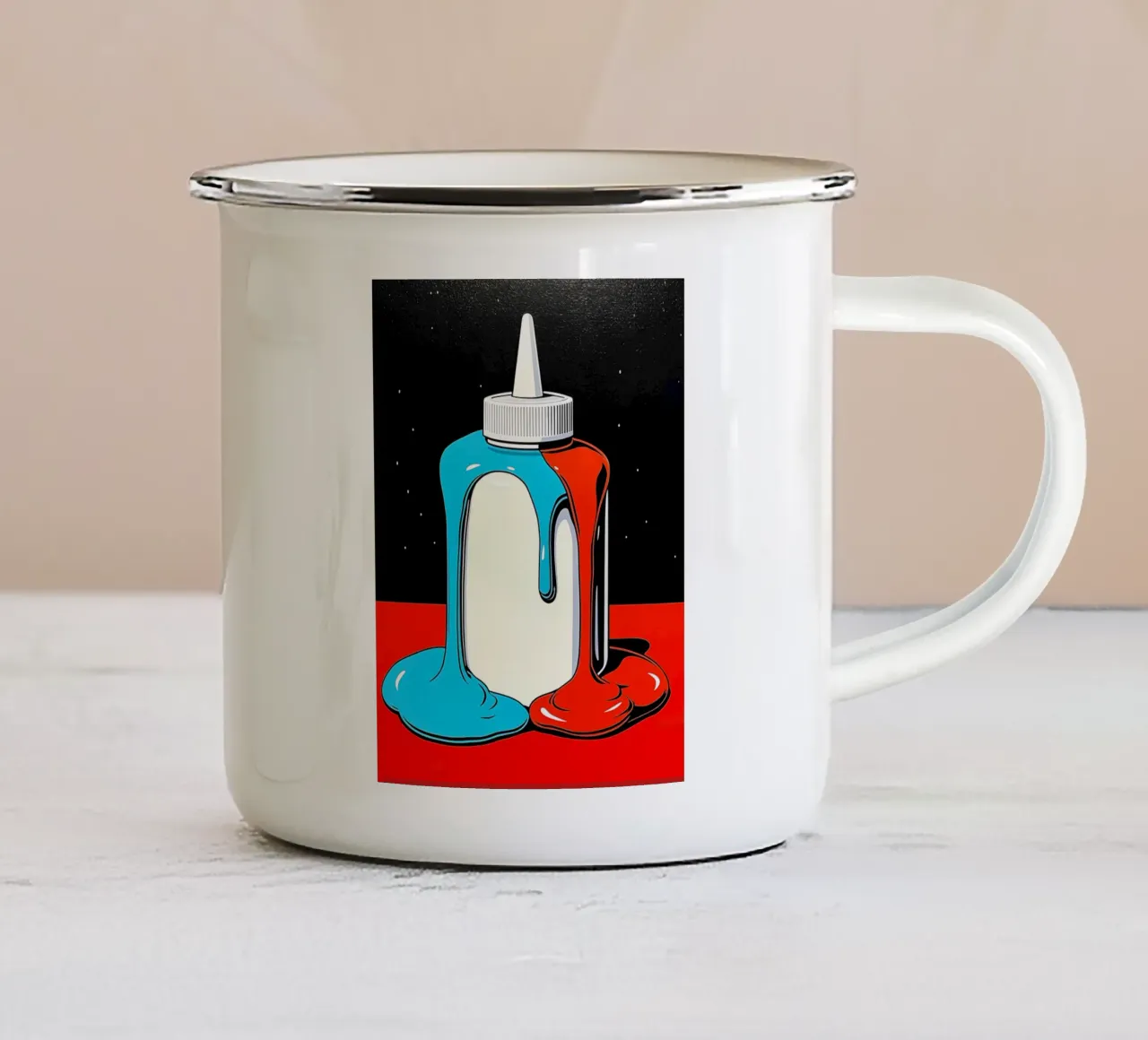 Bottiglia di colla - Pop Art tazza in smalto da ColorCrash Gallery