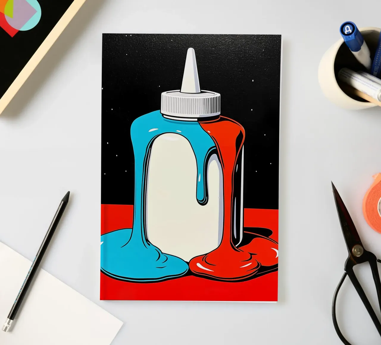 Glue Bottle - Pop Art notebook by ColorCrash Gallery