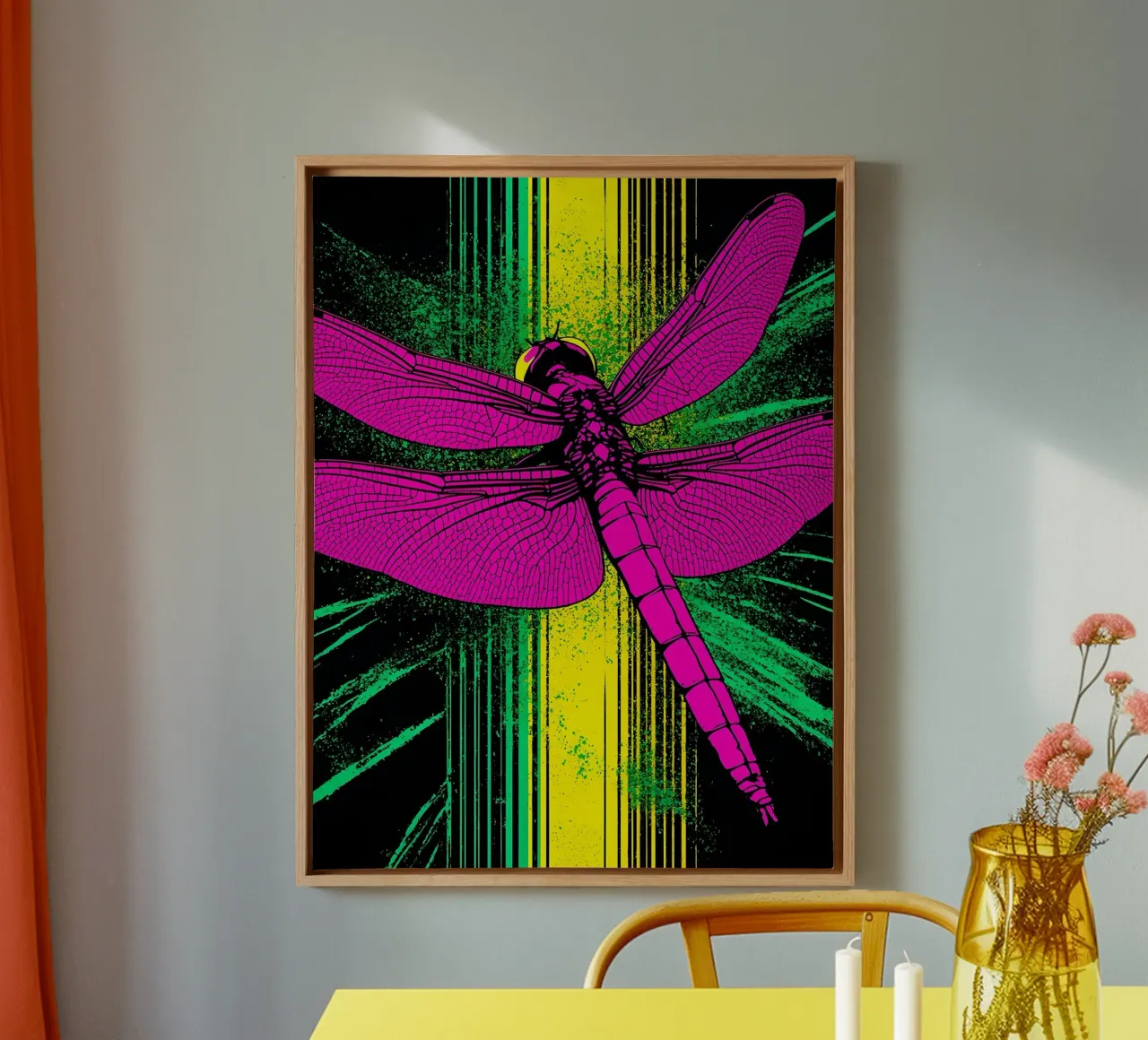 Libellula - Pop Art tela con Cornice a cassetta da ColorCrash Gallery