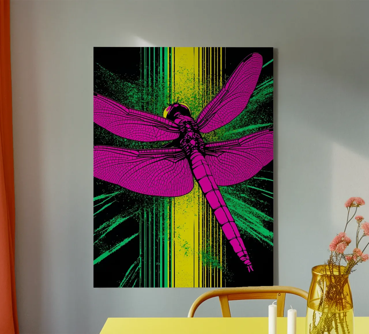Libellula - Pop Art tela con Cornice a cassetta da ColorCrash Gallery