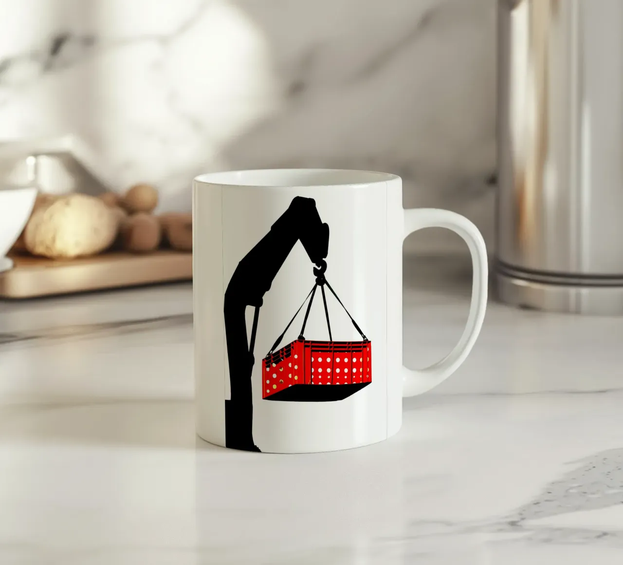 Sollevamento di una gru - Pop Art tazza in ceramica da ColorCrash Gallery