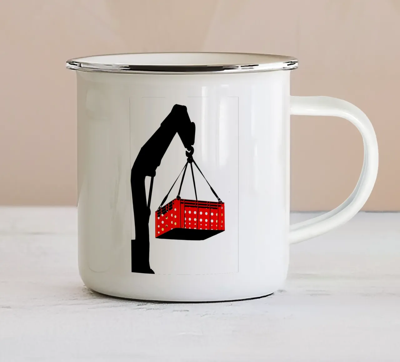 Sollevamento di una gru - Pop Art tazza in smalto da ColorCrash Gallery