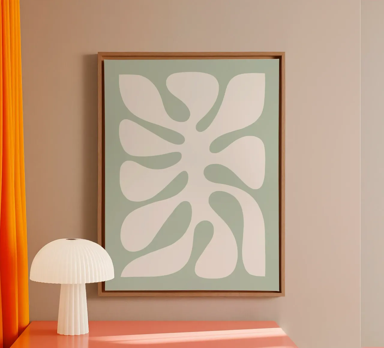 Foglia di Monstera Minimal | Verde pastello botanico (2/2) tela con Cornice a cassetta da Dominique Vari