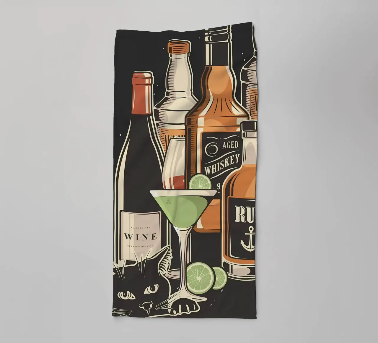 Cat and my alcohol towel by Monique A Hooper
