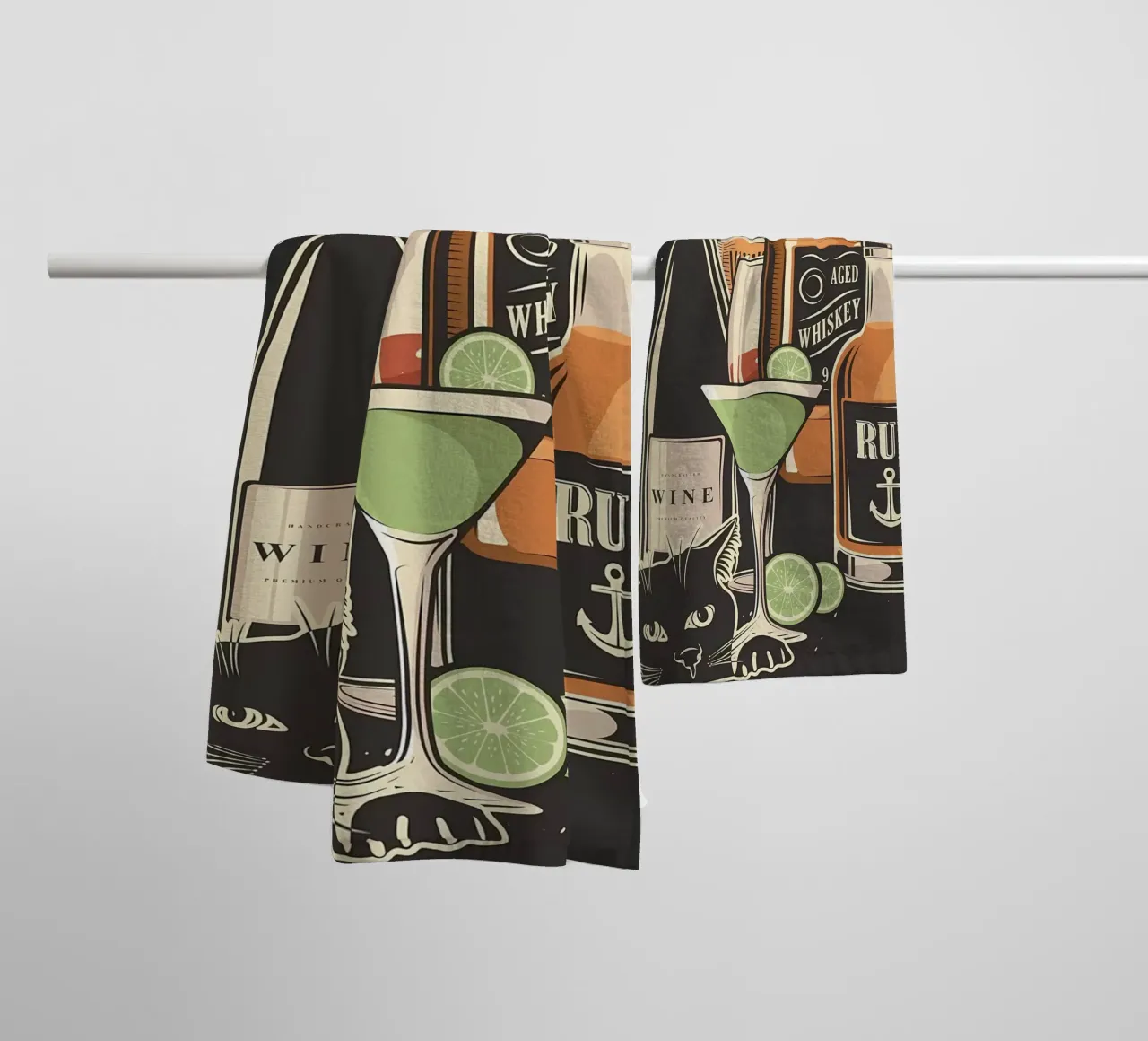 Cat and my alcohol towel by Monique A Hooper