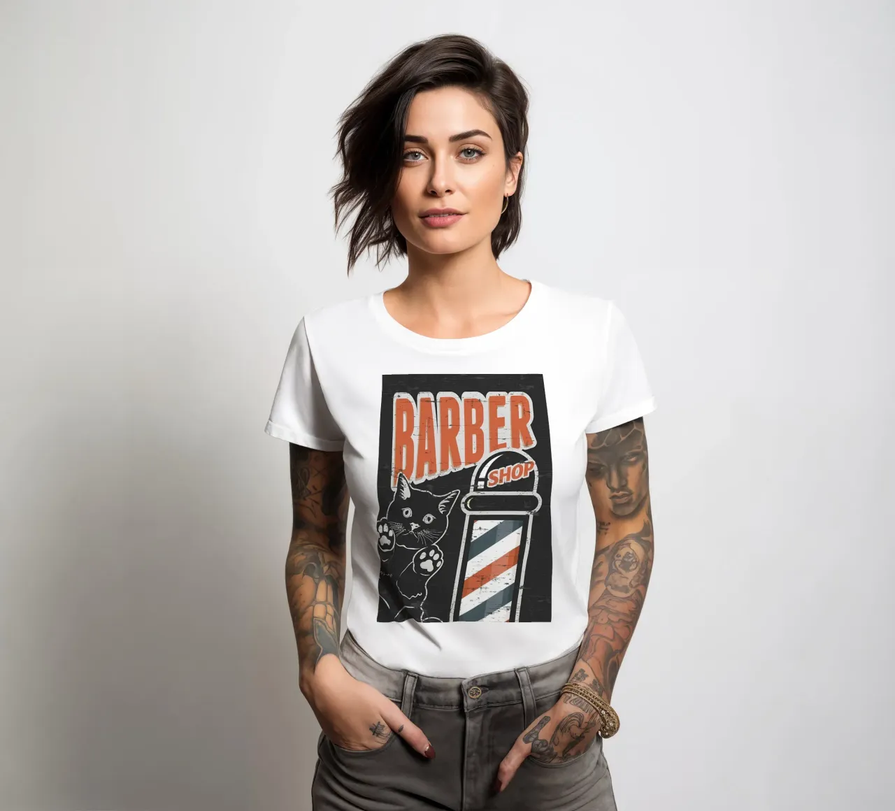 Barber Shop Schwarz Frauen T-Shirt von Monique A Hooper