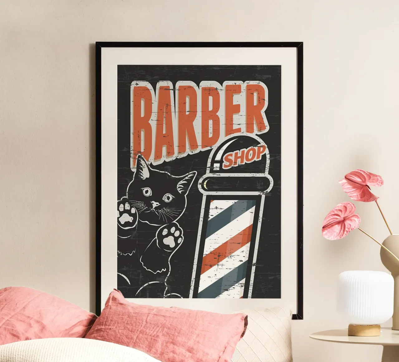 Barbiere nero poster con telaio in plastica da Monique A Hooper