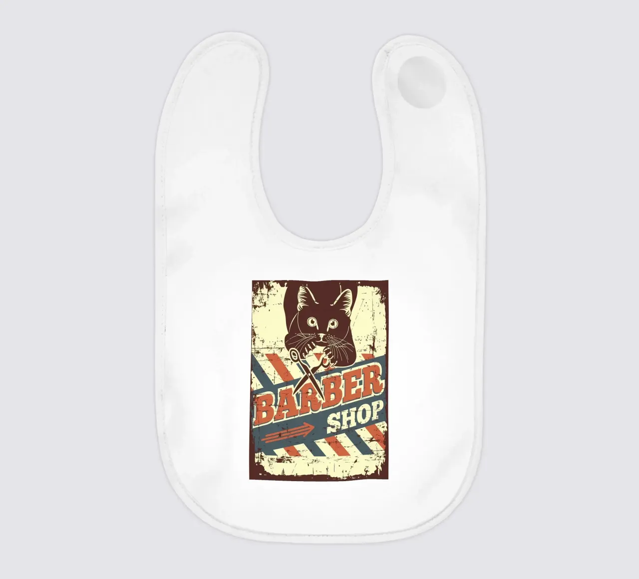 Vintage Cat Barber Shop baby bib by Monique A Hooper
