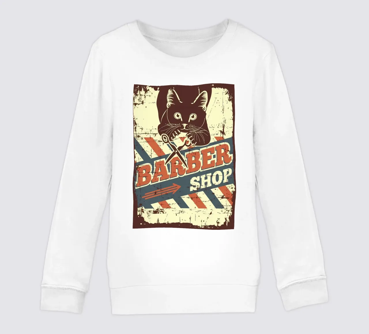 Vintage Cat Barber Shop kids sweatshirt by Monique A Hooper