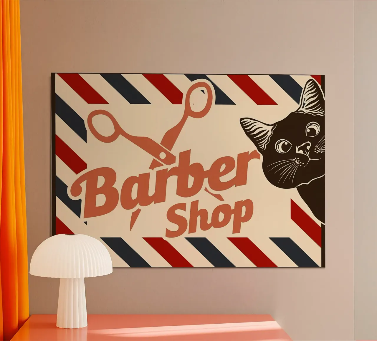 Gatto barbiere poster con telaio in plastica da Monique A Hooper