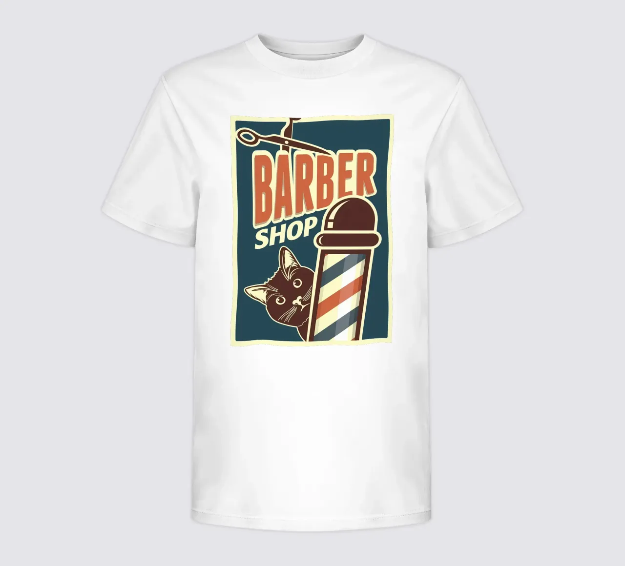 Cat Barber Shop kids t-shirt by Monique A Hooper