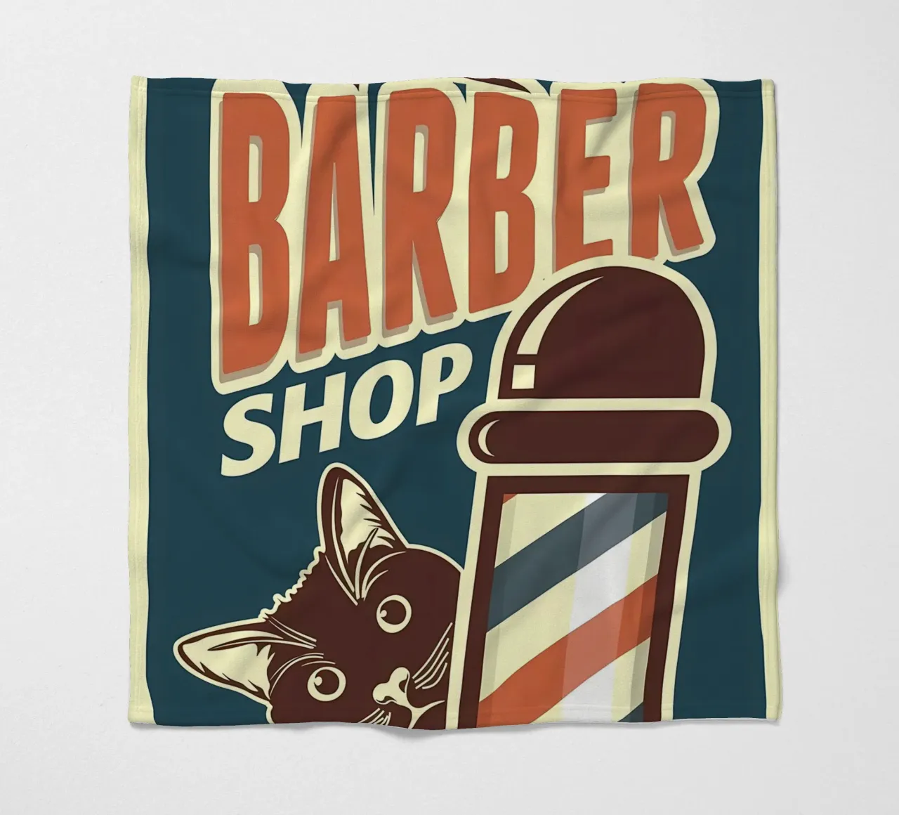 Cat Barber Shop fleece blanket by Monique A Hooper