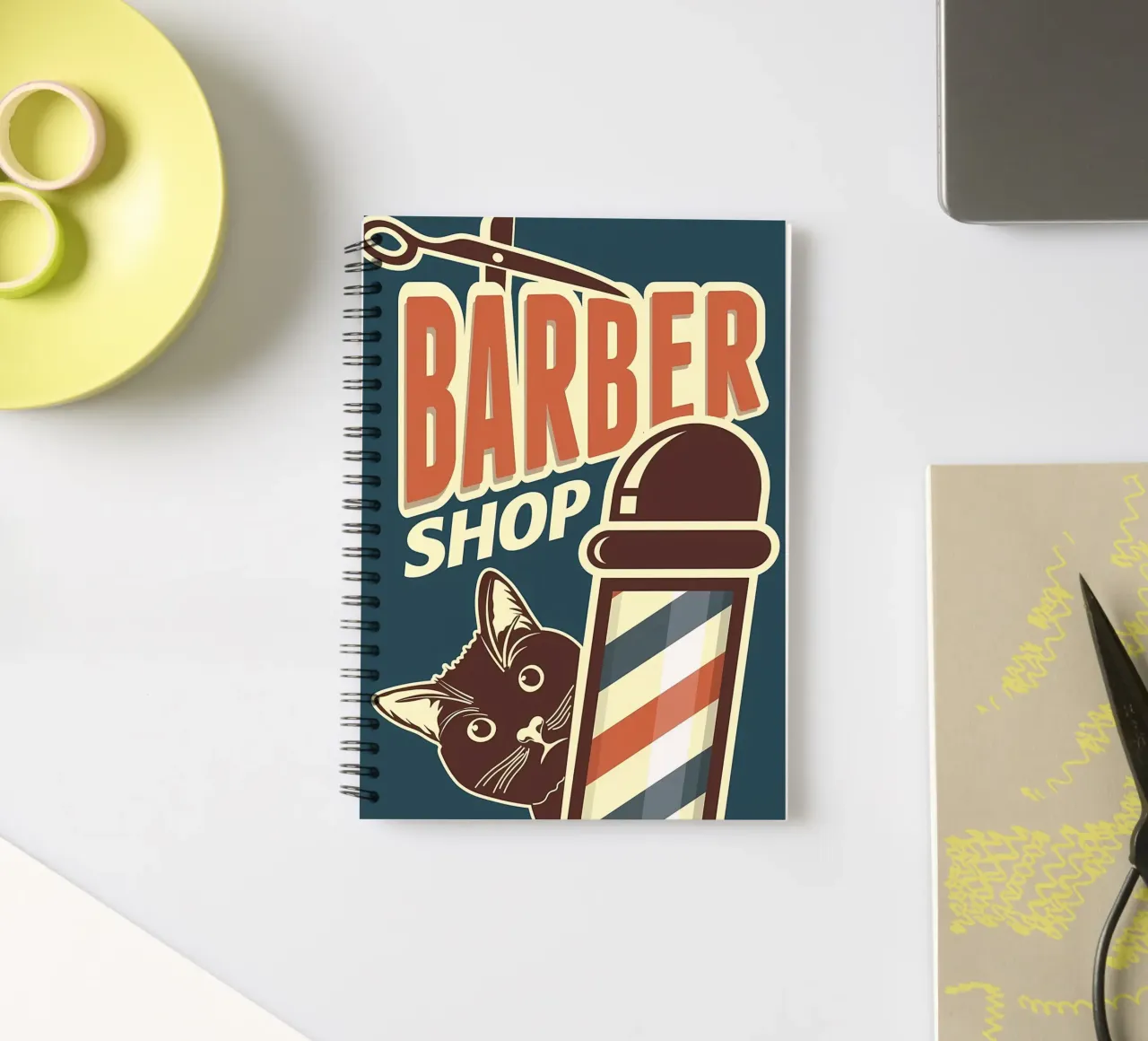 Cat Barber Shop spiral notebook by Monique A Hooper