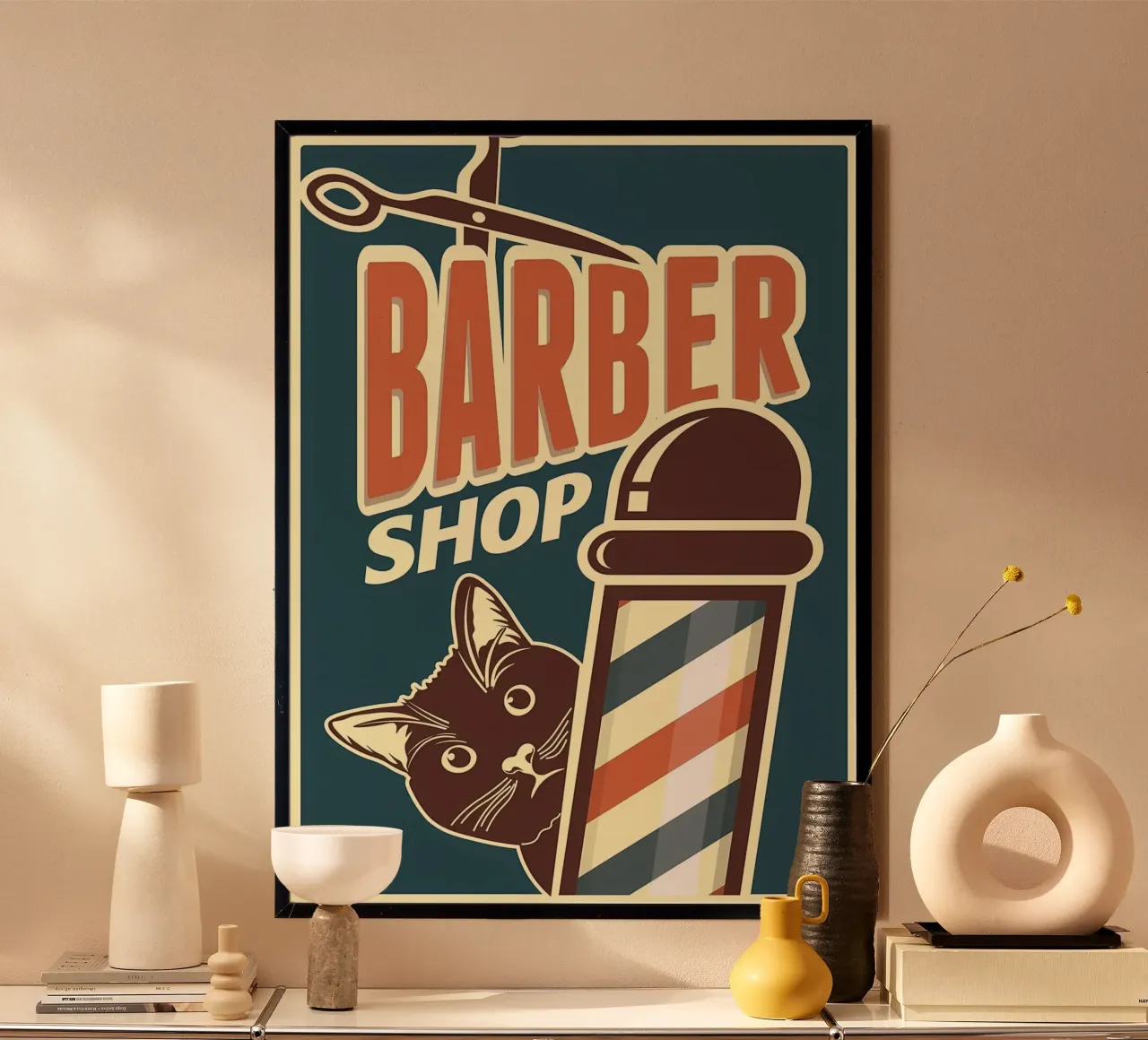 Cat Barber Shop hahnemühle by Monique A Hooper