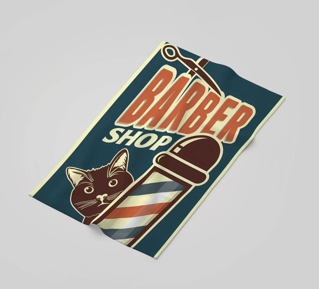 Cat Barber Shop beach towel by Monique A Hooper