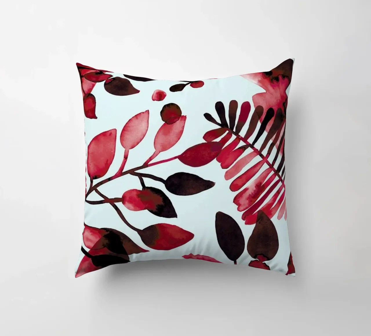 Leaves - Red decorative cushion by BlauMaschine