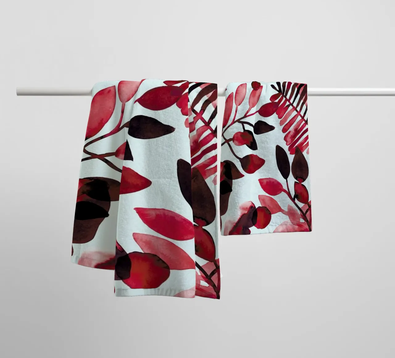 Leaves - Red asciugamano da bagno da BlauMaschine