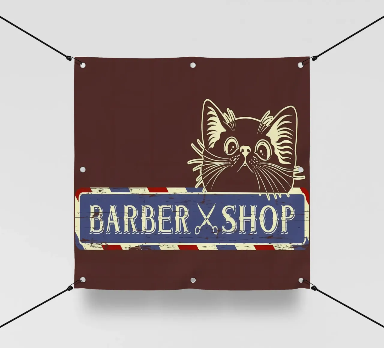 Gatto Barber Shop telo in pvc da Monique A Hooper