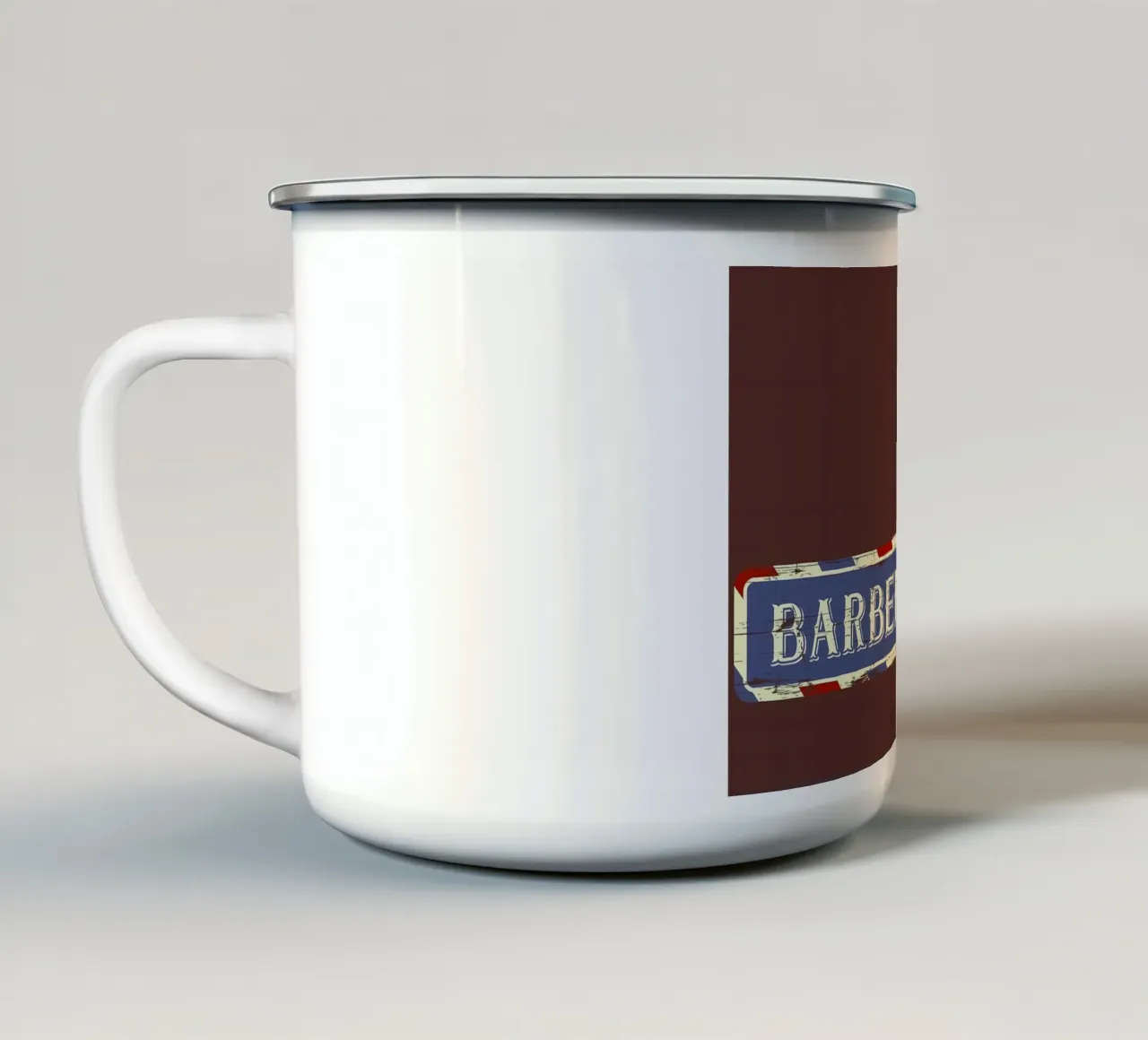 Gatto Barber Shop tazza in smalto da Monique A Hooper