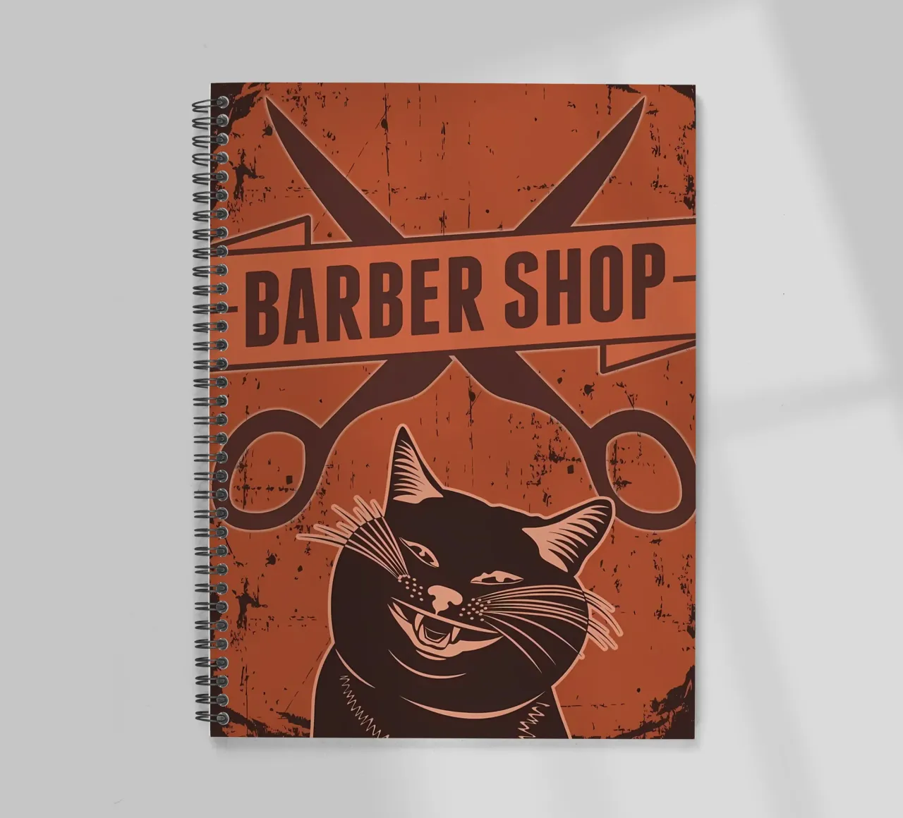 Cat barber shop spiral notebook by Monique A Hooper