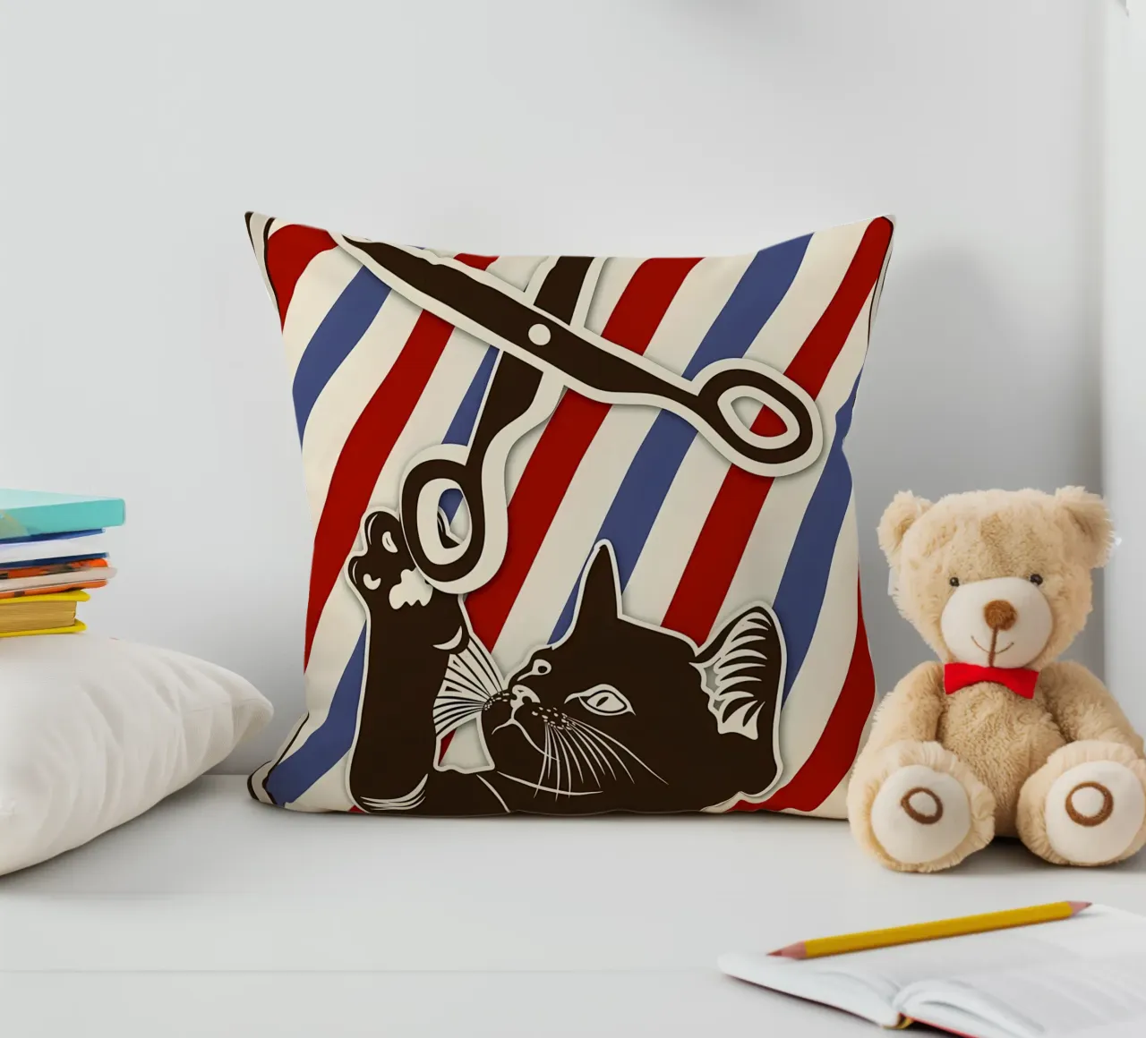 Gatto parrucchiere cuscino da Monique A Hooper