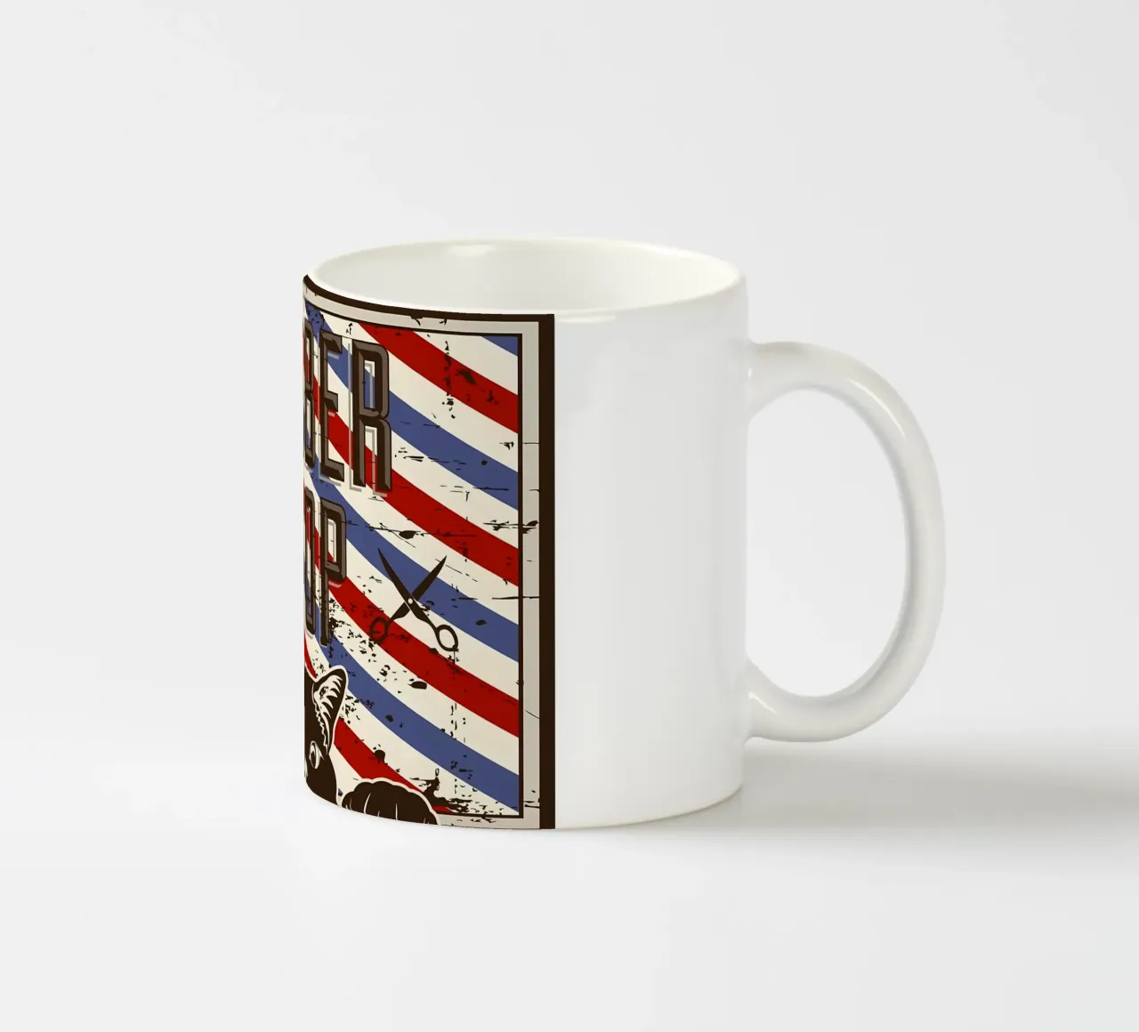 Rote und blaue Barbierkatze Keramik Tasse von Monique A Hooper