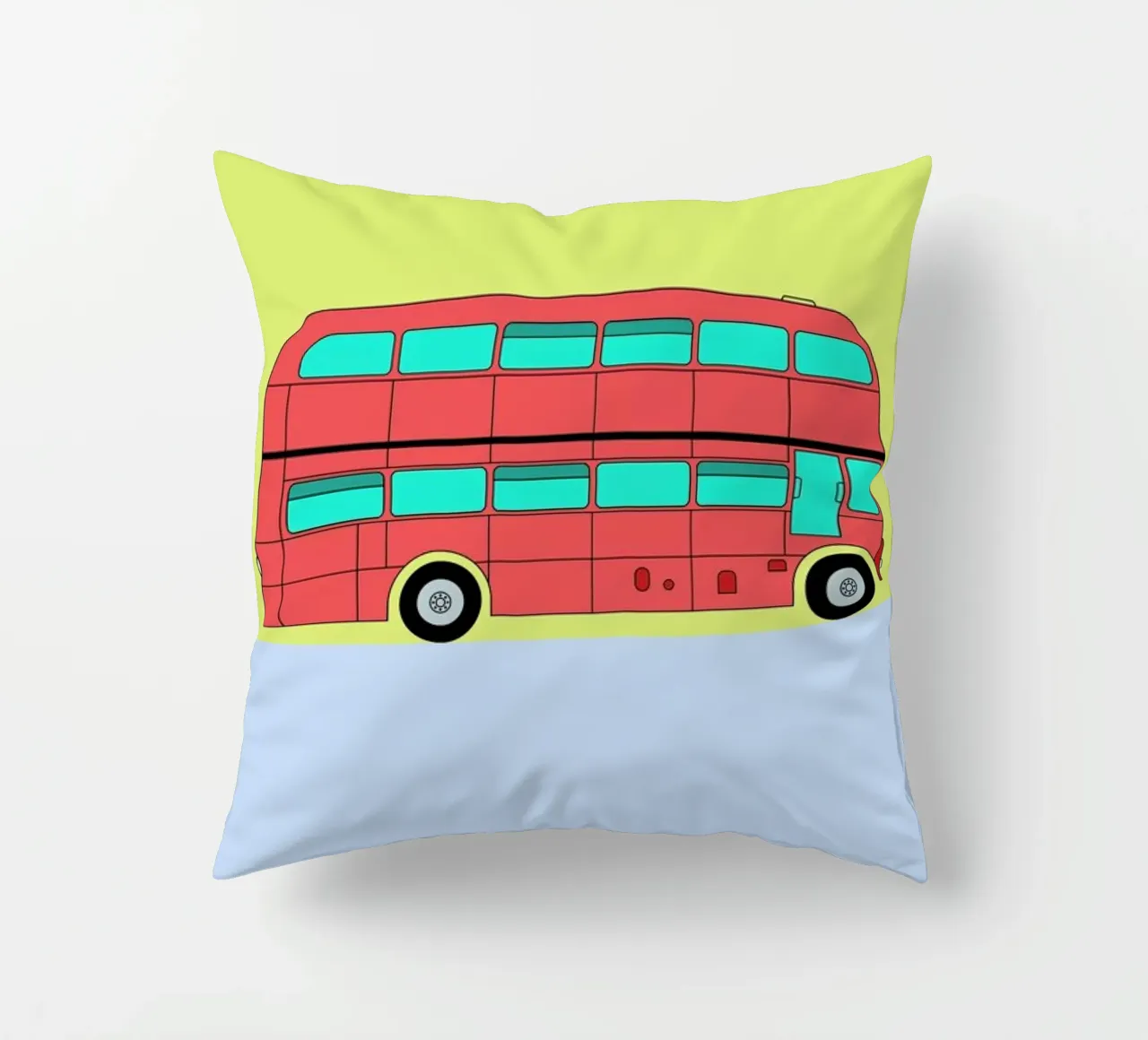 London Bus Tour decorative cushion by Jan Luzar