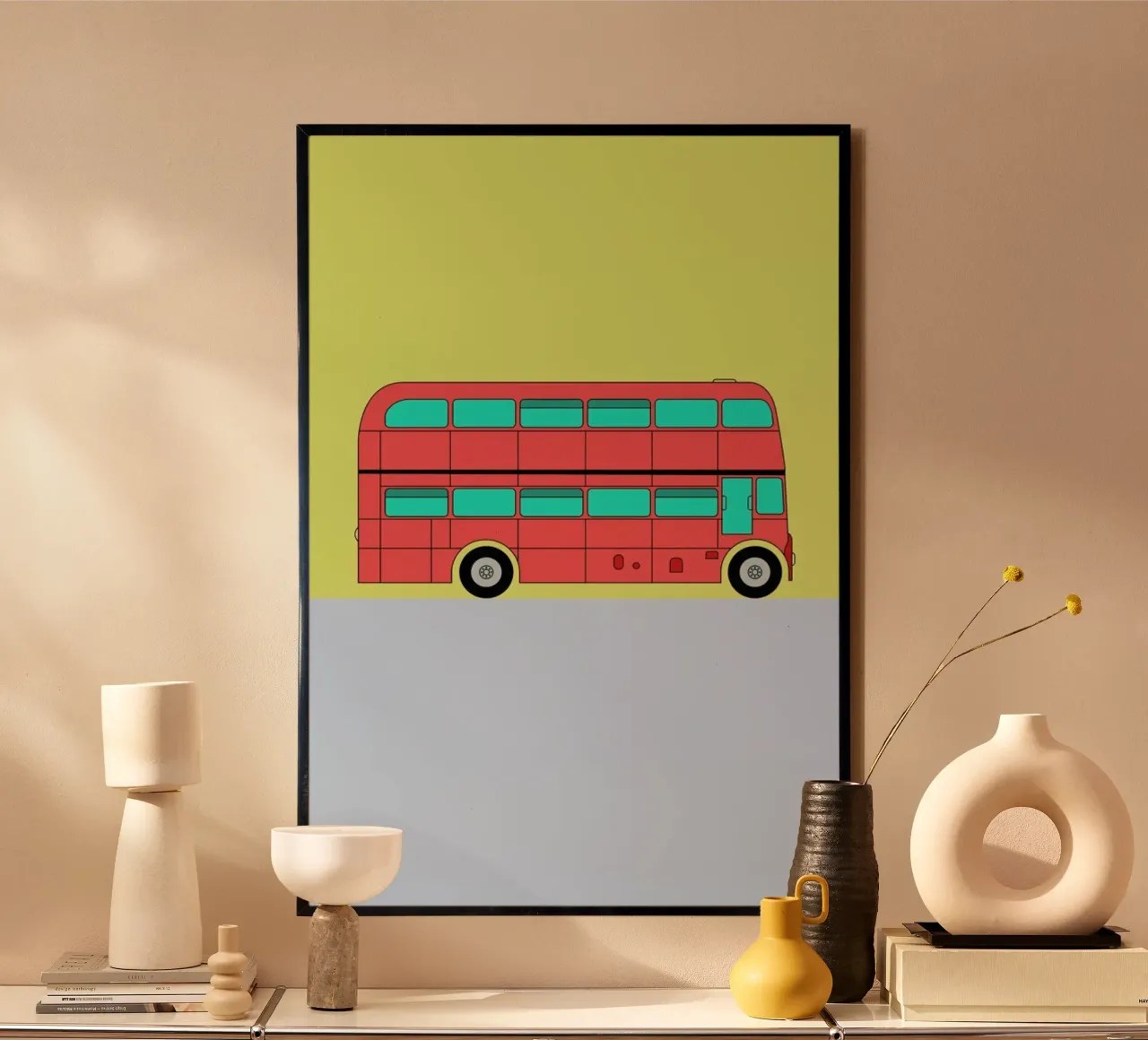 London Bus Tour poster con telaio in alluminio da Jan Luzar