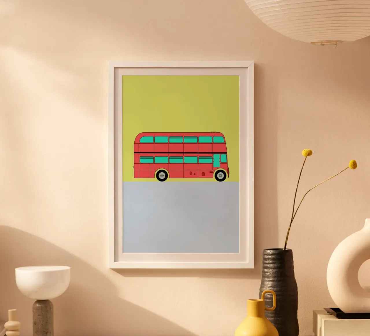 London Bus Tour poster con telaio in alluminio da Jan Luzar