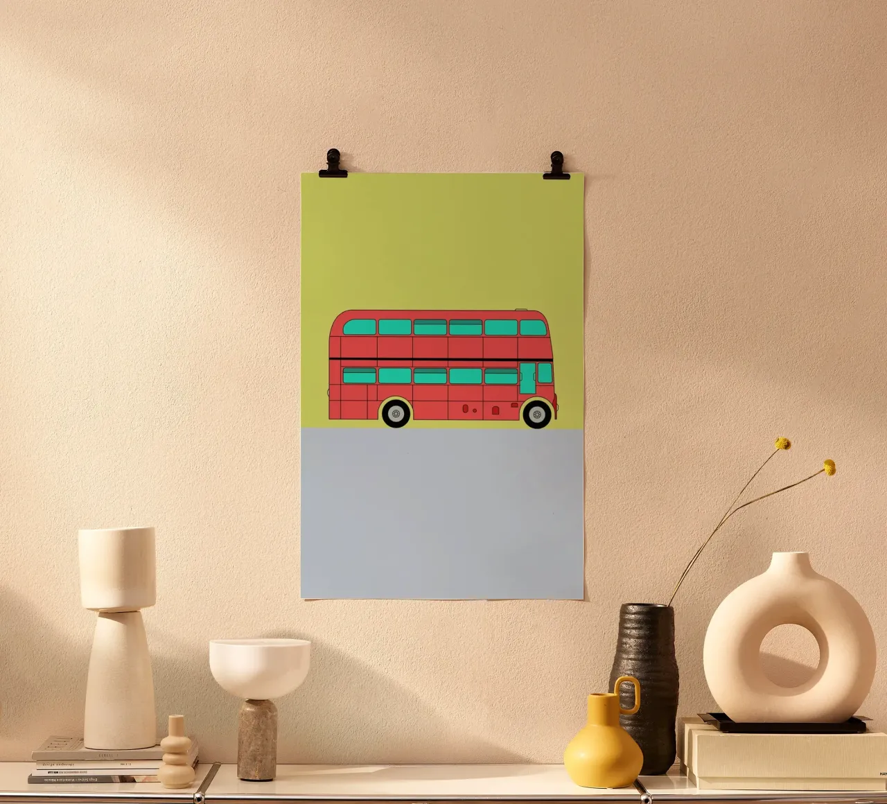 London Bus Tour poster con telaio in alluminio da Jan Luzar