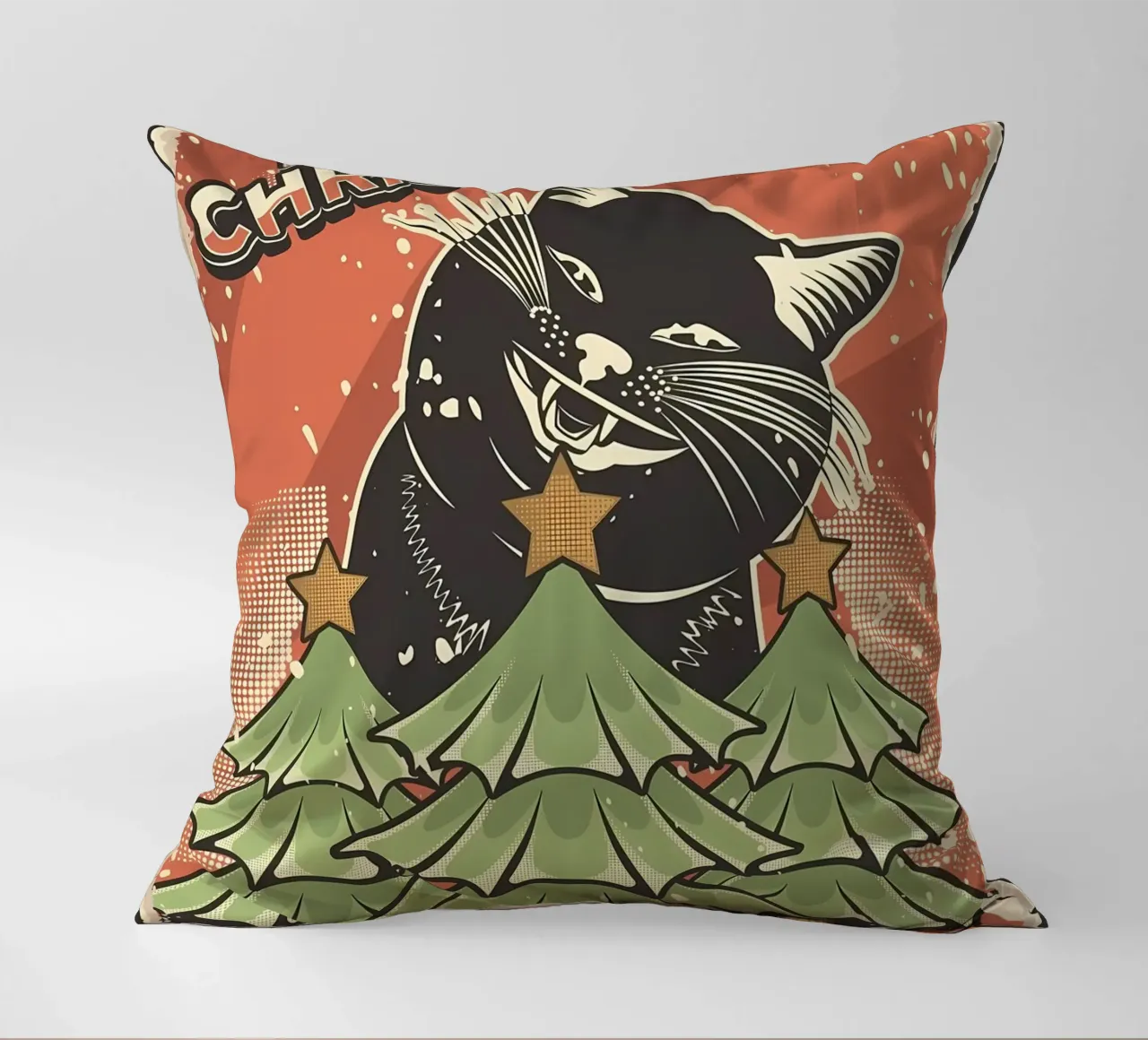 Gatto Albero di Natale felice cuscino da Monique A Hooper
