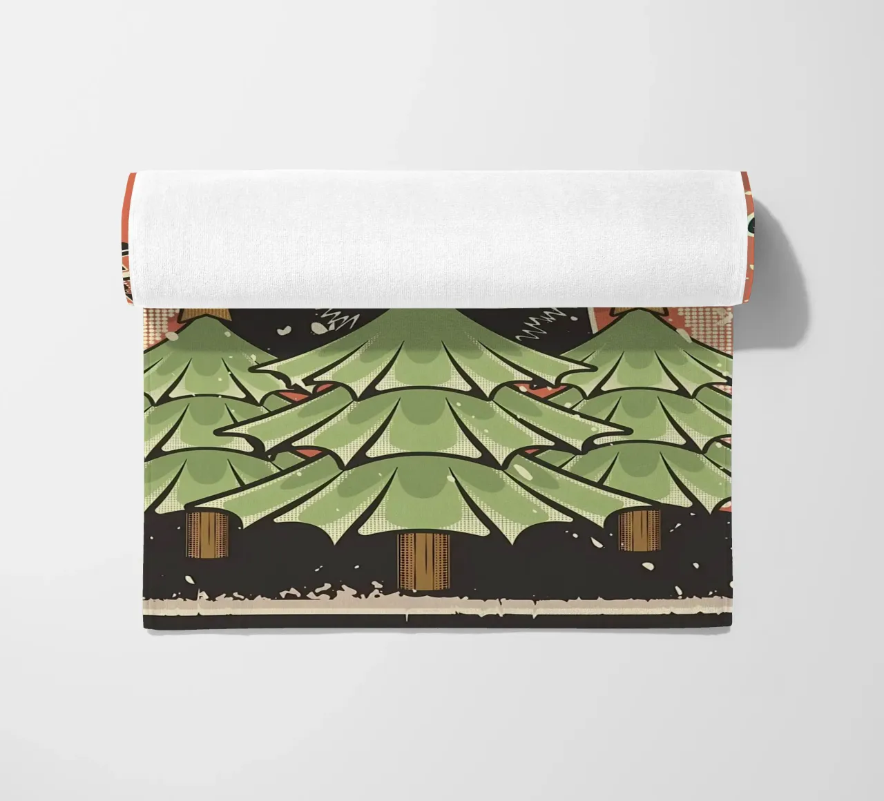 Chat joyeux sapin de Noël serviette de plage de Monique A Hooper