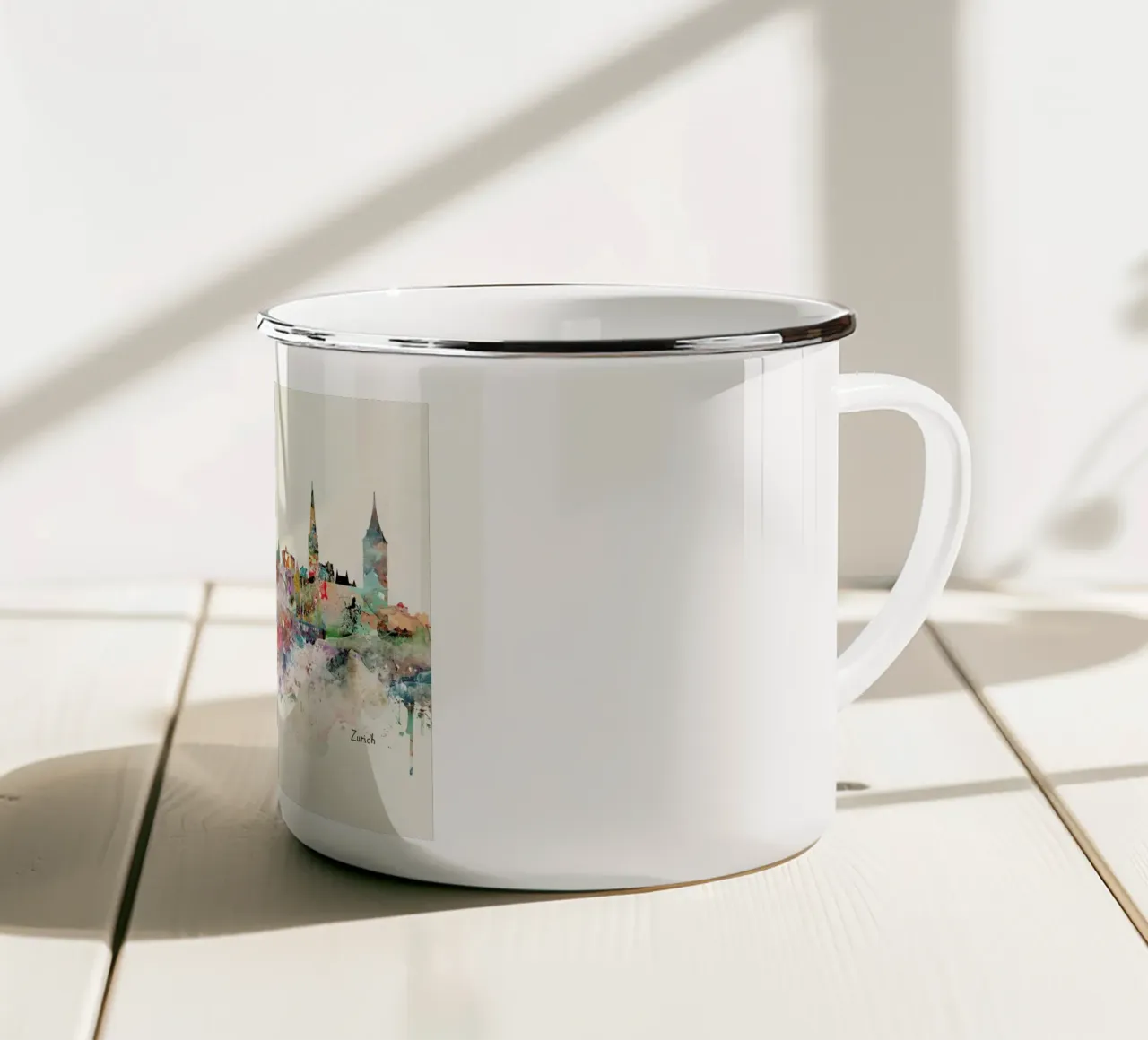 Zurich taza de esmalte de Brian Buckley