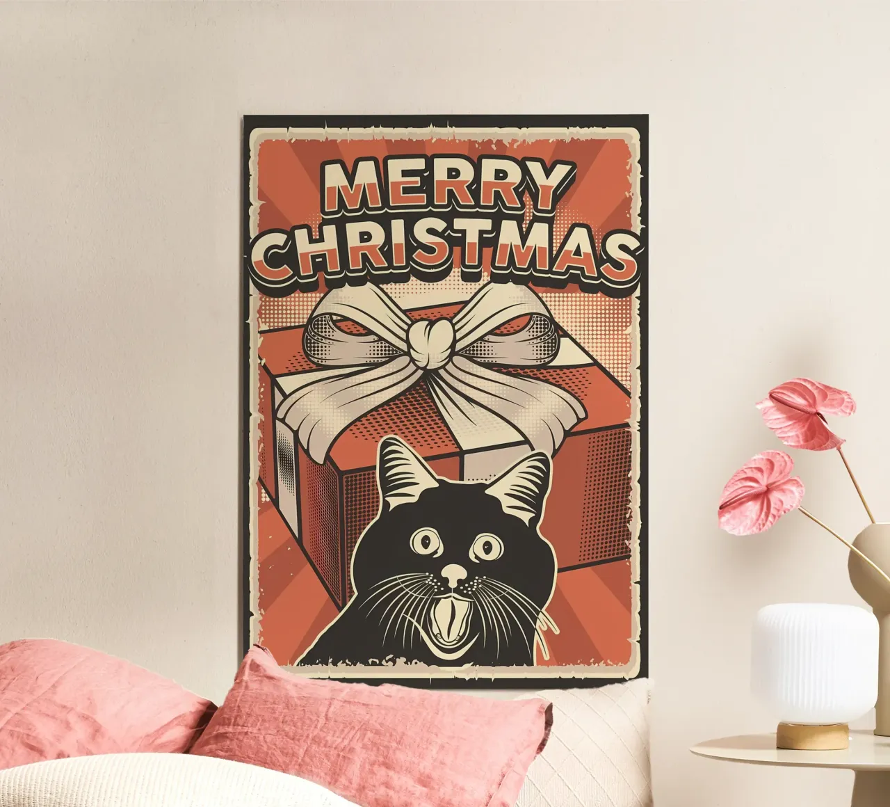 Regalo di Natale per gatti poster con telaio in alluminio da Monique A Hooper