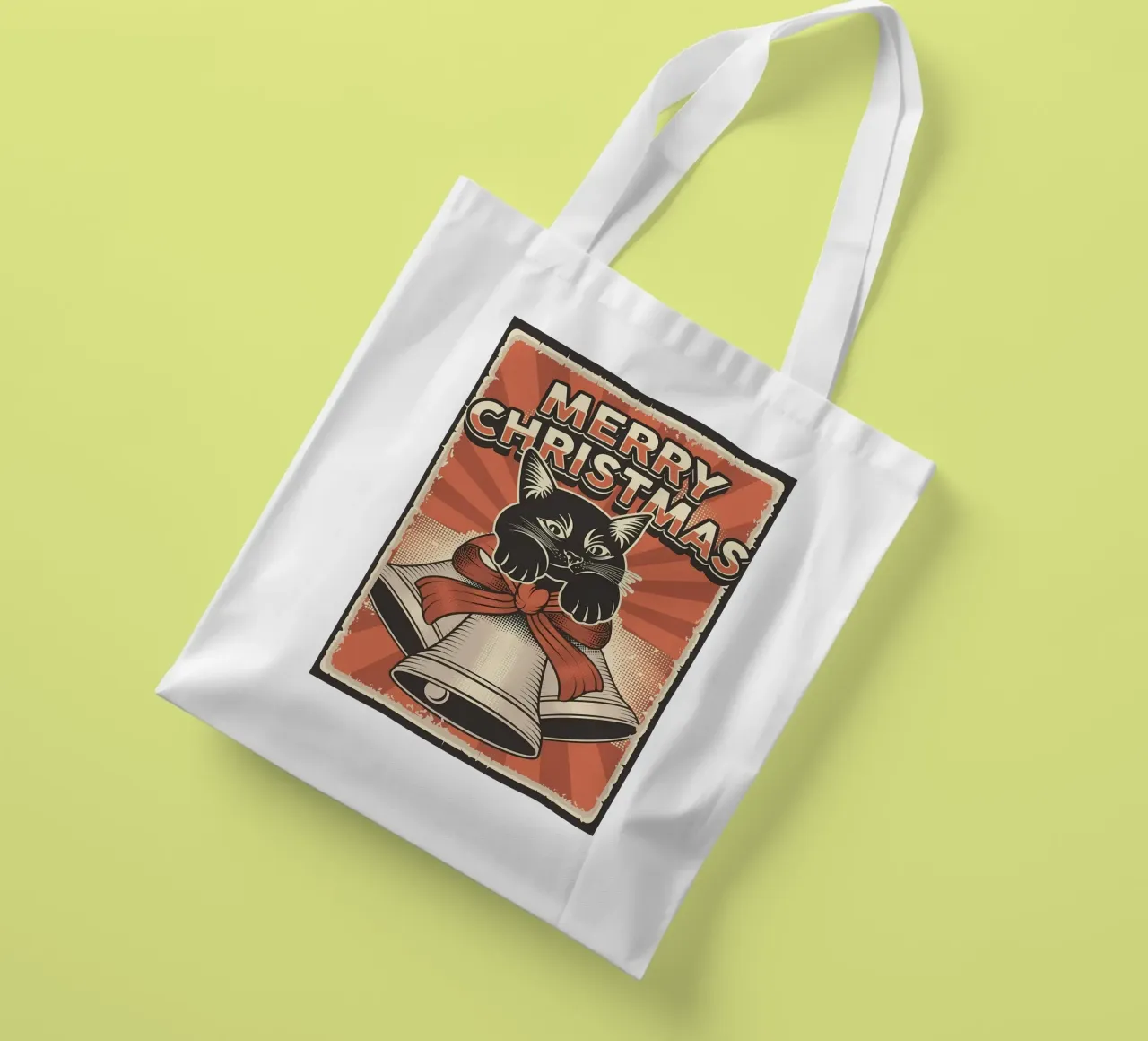 Merry Christmas Cat Bells tote bag by Monique A Hooper