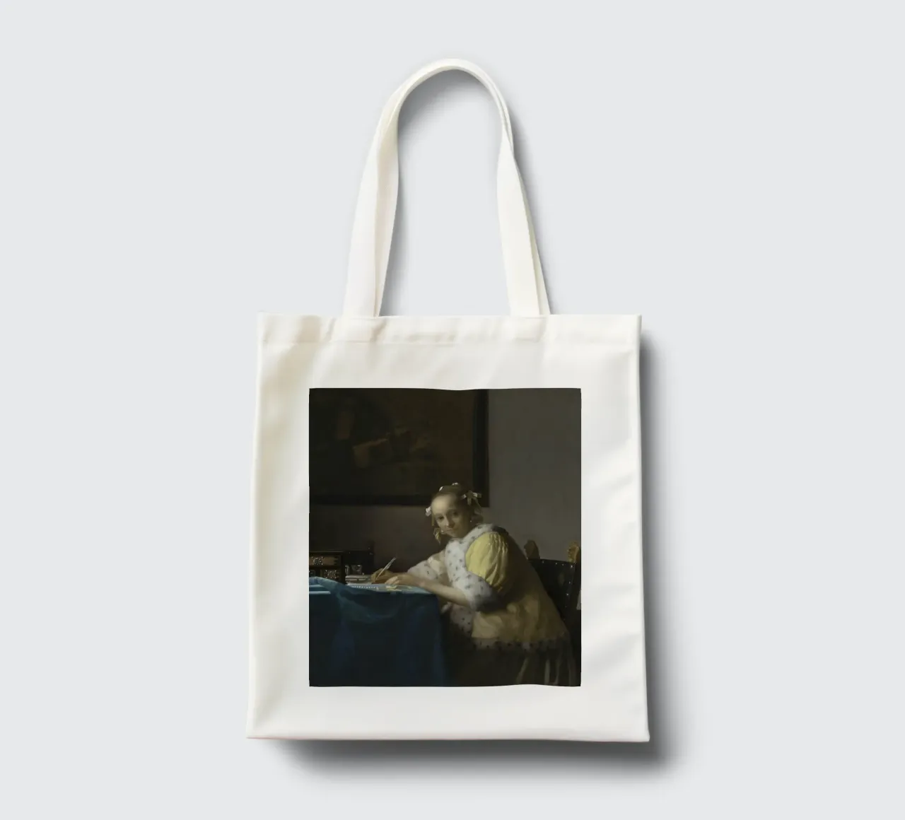 Johannes Vermeer - A Lady Writing, 1665 tote bag by Timeless Artworks
