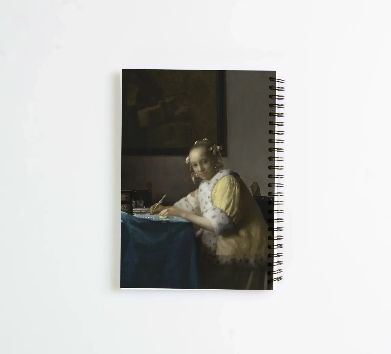 Johannes Vermeer - A Lady Writing, 1665 spiral notebook by Timeless Artworks